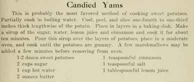 1918 Recipe for Candied Yams